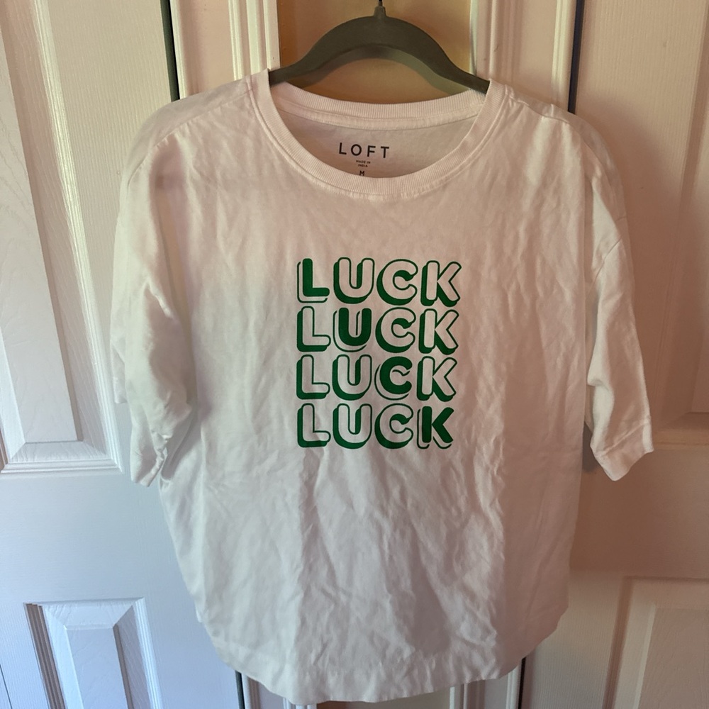 LOFT White and Green Graphic Tee